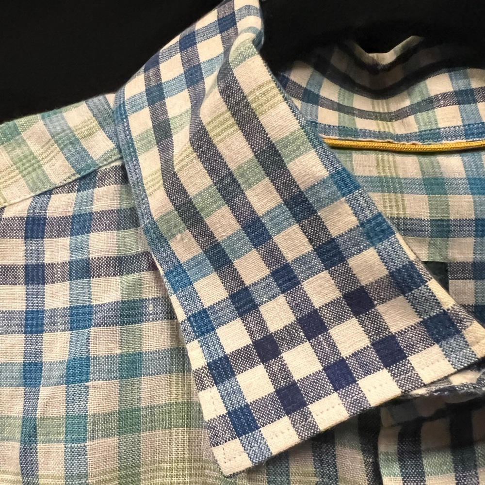 Robert Talbott Linen Check Multicolor Long Sleeve… - image 4